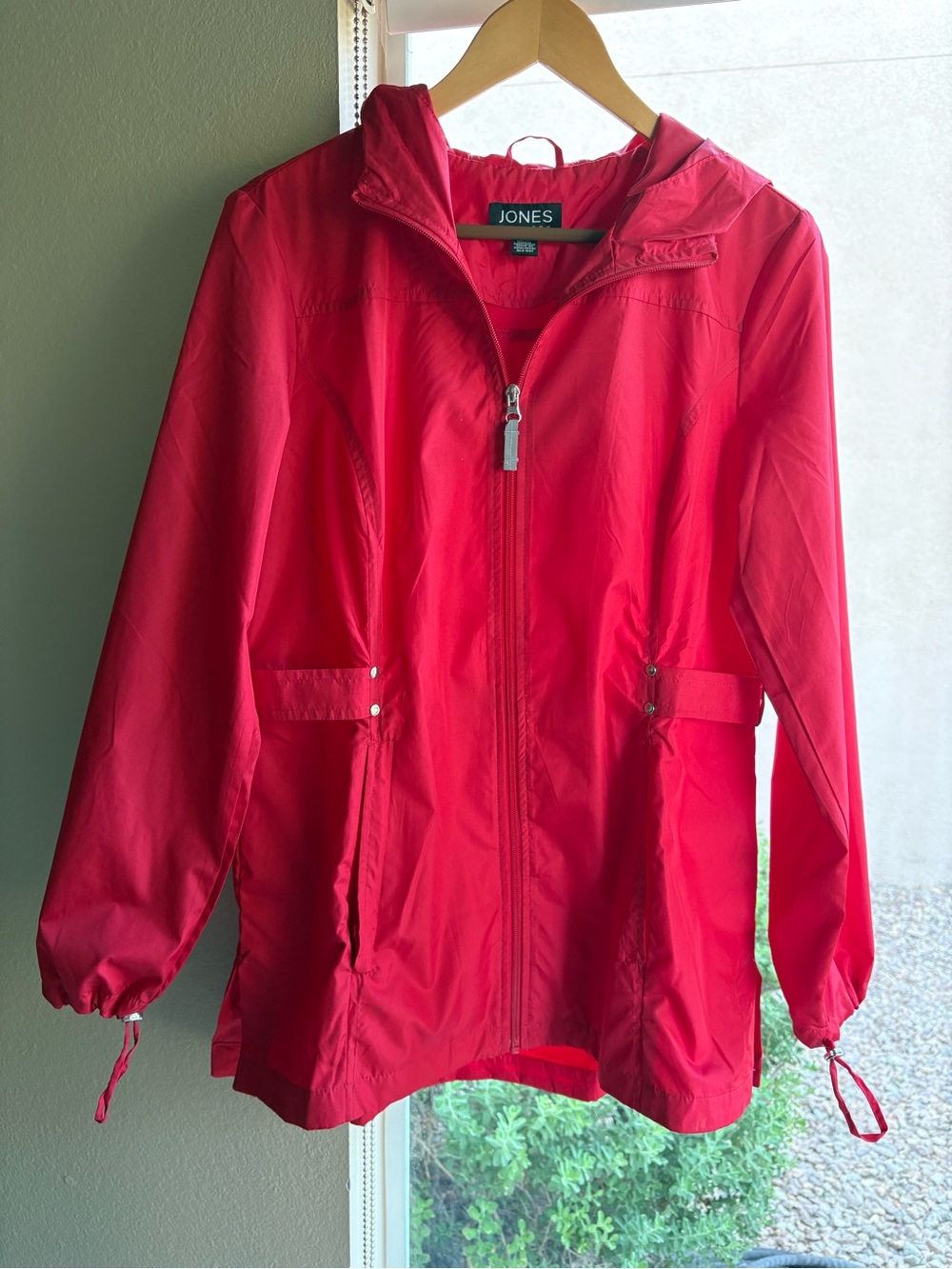 Jones New York Bright Red Hooded Utility Jacket